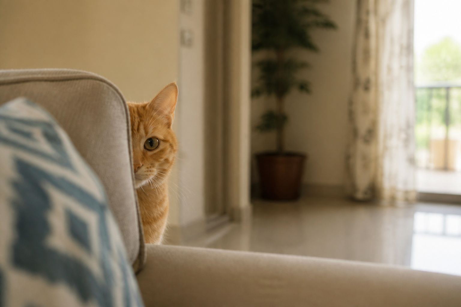 Calm cat resting indoors — behaviour changes can signal a need for veterinary care