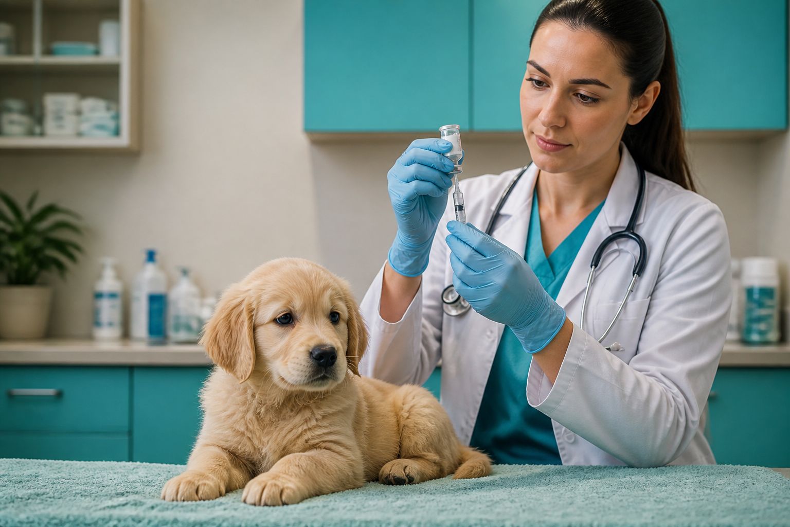 Puppy vaccination preparation at Happy Tails Pet Clinic Indore